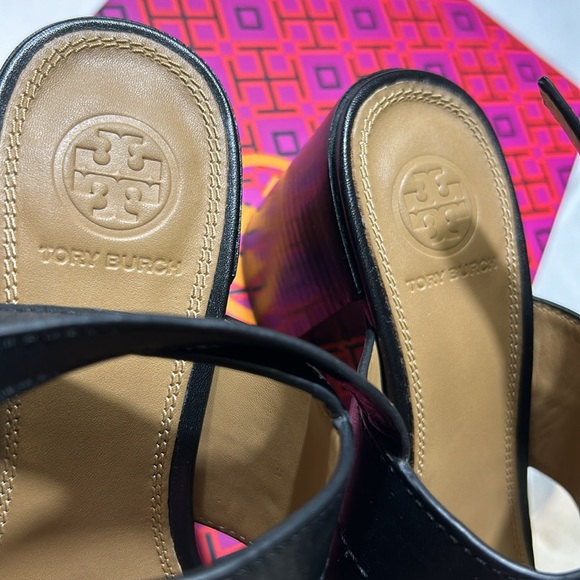TORY BURCH EVERLY 65 MM SANDAL BLACK CALF LEATHER - Picture 8 of 9